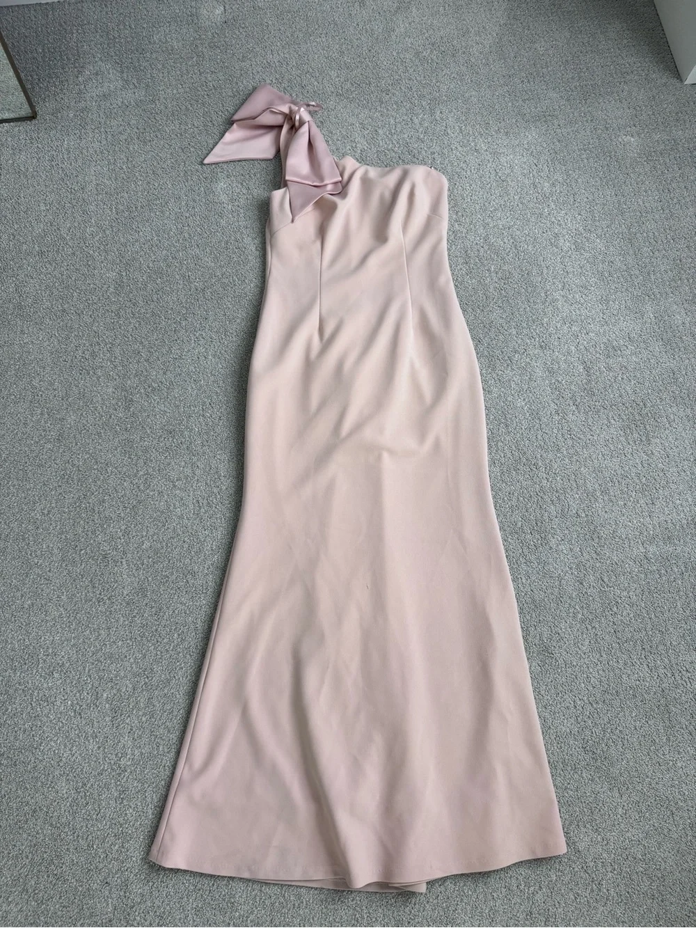 Eliza J One-Shoulder Bow-Accent Light Pink Gown - Picture 1 of 3